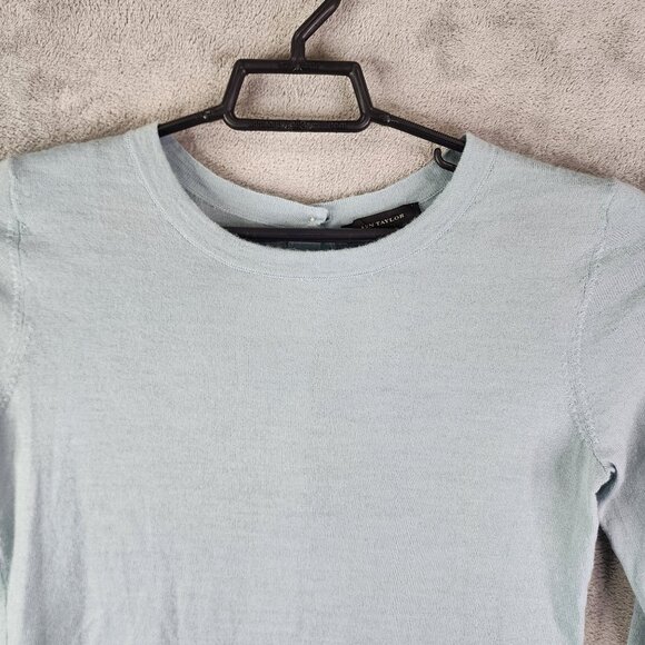 Womens Light Blue Ann Taylor Sweater Button-Back Long Sleeve Size M - Picture 4 of 10